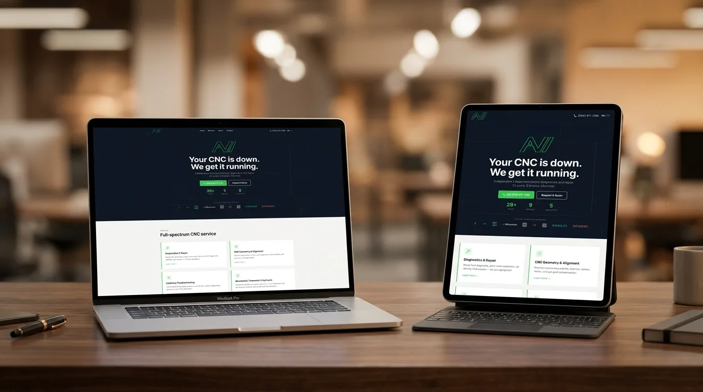 AVI website responsive on laptop and tablet